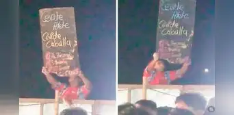 Emprendedor sorprende a asistentes de concierto de cumbia en Piura al subir a una pared para ofrecer comida: “Ceviche de caballa”
