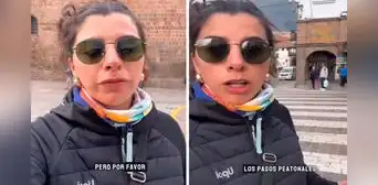 Chilena visita Cusco y cuestiona que no se respete el paso de cebra: “Acá en Perú son líneas decorativas”