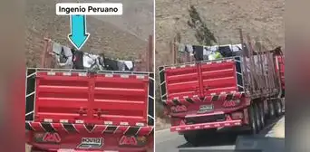 Chofer peruano improvisa cordel en su tráiler y sorprende con su ingenio: "Trabajador que resuelve"