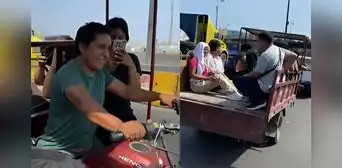 Paro de transportistas: diversas personas se desplazan en motocarga por falta de buses en la av. Acho