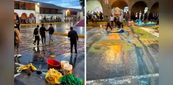 Lluvia torrencial en Ayacucho arrasa con alfombras florales de Semana Santa y sorprende a turistas Lluvia torrencial en Ayacucho arrasa con alfombras florales de Semana Santa y sorprende a turistas