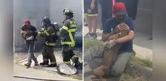 Hombre llora de emoción al ver a su perrito vivo tras ser rescatado de incendio: "Lloramos todos" Hombre llora de emoción al ver a su perrito vivo tras ser rescatado de incendio: "Lloramos todos"
