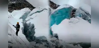 Enorme glaciar se desprende durante prácticas de rescatistas extranjeros en Cordillera Blanca: "Súbannos" Enorme glaciar se desprende durante prácticas de rescatistas extranjeros en Cordillera Blanca: "Súbannos"