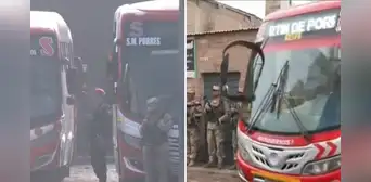 Refuerzan seguridad en buses de ‘Aquarius’: policías y militares vigilan paradero de la empresa en SMP