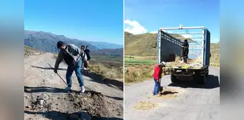 Docentes y pobladores de Caylloma-Arequipa arreglan carreteras ante abandono del Gobierno Regional