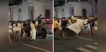 Hombre que interpretaba a Jesús pateó a joven que lo molestaba durante escenificación y clip es viral