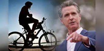 Ley firmada por Gavin Newsom en California aplica sanciones a ciclistas por infracción común