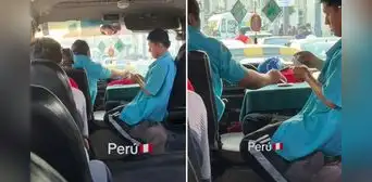 Chofer y cobrador de combi se las ingenian para jugar cartas en medio del fuerte tráfico en Lima: "Apostando el sueldo"