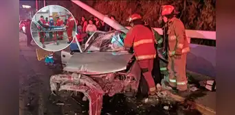 Arequipa: cinco universitarios quedan en estado crítico tras chocar automóvil contra un poste