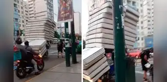 Mototaxista peruano sorprende al apilar colchones como torres sobre su vehículo y las redes estallan: “Sin miedo al éxito” Mototaxista peruano sorprende al apilar colchones como torres sobre su vehículo y las redes estallan: “Sin miedo al éxito”