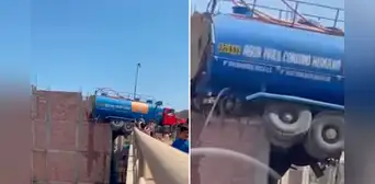 Camión cisterna queda empotrado entre casa y muro de contención tras presunto despiste en Chorrillos Camión cisterna queda empotrado entre casa y muro de contención tras presunto despiste en Chorrillos