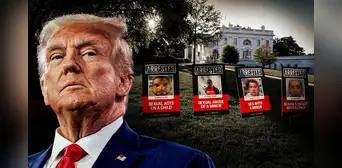 Trump causa polémica al exhibir carteles en el jardín de la Casa Blanca que resaltan delitos cometidos por inmigrantes ilegales