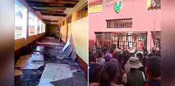 Techo de colegio colapsa en Huamanga y padres exigen presencia de gobernador Wilfredo Oscorima: "Nuestros hijos corren peligro" Techo de colegio colapsa en Huamanga y padres exigen presencia de gobernador Wilfredo Oscorima: "Nuestros hijos corren peligro"