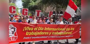 CGTP realizó marcha por el Día del Trabajo y anunció paro nacional para el 15 de junio en defensa de derechos laborales