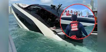 Rescatan a 30 influencers tras naufragio de exclusivo yate Lamborghini frente a las costas de Miami Beach Rescatan a 30 influencers tras naufragio de exclusivo yate Lamborghini frente a las costas de Miami Beach