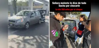Señora furiosa le reclama a streamer Sacha por chocar su carro con su moto: "Ustedes manejan como **" Señora furiosa le reclama a streamer Sacha por chocar su carro con su moto: "Ustedes manejan como **"
