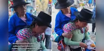 Comerciante peruana cargó en la espalda a su madre para vender tunas en Abancay: “Mamá, una sola”