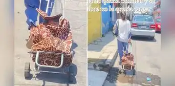 Adulta mayor sorprende al colocar a su nieta en carrito de mercado: “Abuelita que resuelve”