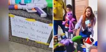 Niño peruano conmueve al regalar sus juguetes en la vereda de su casa: “Si necesitas, toma uno, es gratis” Niño peruano conmueve al regalar sus juguetes en la vereda de su casa: “Si necesitas, toma uno, es gratis”