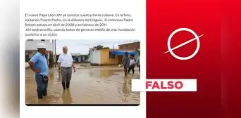 Esta foto no corresponde a una visita del papa León XIV a Cuba durante una inundación en 2008 Esta foto no corresponde a una visita del papa León XIV a Cuba durante una inundación en 2008
