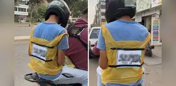 Motociclista improvisa chaleco con bolsa de plástico y usuarios se percatan de detalle en la placa: “No coincide” Motociclista improvisa chaleco con bolsa de plástico y usuarios se percatan de detalle en la placa: “No coincide”