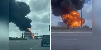 Video del preciso momento en que camión cisterna colisiona con autobús en Florida: choque deja un herido Video del preciso momento en que camión cisterna colisiona con autobús en Florida: choque deja un herido