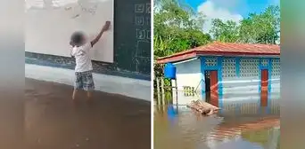 Video de niño borrando la pizarra en su aula inundada por lluvias en Loreto genera indignación en redes Video de niño borrando la pizarra en su aula inundada por lluvias en Loreto genera indignación en redes