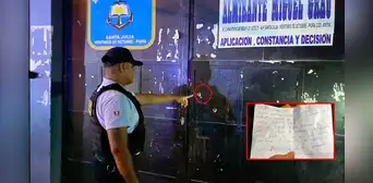 "Esto es solo un aviso, si no, plomo": delincuentes disparan contra fachada de colegio en construcción y dejan nota amenazante "Esto es solo un aviso, si no, plomo": delincuentes disparan contra fachada de colegio en construcción y dejan nota amenazante