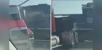 Video capta preciso instante en que chofer se salva de morir al huir antes del choque entre tren y camión en Florida