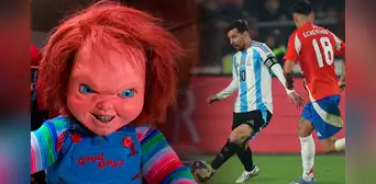 La espeluznante cábala de Argentina que se usó contra Chile: Messi y De Paul acompañados de un muñeco de Chucky La espeluznante cábala de Argentina que se usó contra Chile: Messi y De Paul acompañados de un muñeco de Chucky