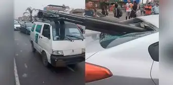 Fierros que transportaba una camioneta se sueltan e impactan contra vehículo en Los Olivos: comparan accidente con 'Destino final'