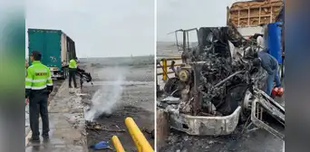 Dos choferes sobreviven de milagro luego de que dos tráileres se incendiaran en la Panamericana Norte Dos choferes sobreviven de milagro luego de que dos tráileres se incendiaran en la Panamericana Norte