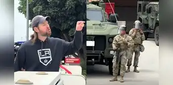 Hombre se enfrenta a la Guardia Nacional en protestas contra políticas migratorias en Los Ángeles: "¿Te sientes bien con esto?" Hombre se enfrenta a la Guardia Nacional en protestas contra políticas migratorias en Los Ángeles: "¿Te sientes bien con esto?"