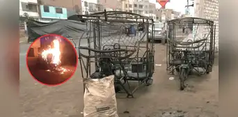 Delincuentes prenden fuego a dos mototaxis en calle de SMP: empresa de transporte recibía amenazas Delincuentes prenden fuego a dos mototaxis en calle de SMP: empresa de transporte recibía amenazas