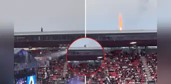 Hombre es viral por correr para apagar el fuego en el techo de un estadio durante un evento: "El verdadero héroe" Hombre es viral por correr para apagar el fuego en el techo de un estadio durante un evento: "El verdadero héroe"