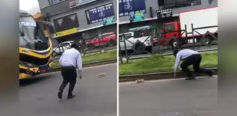 Chofer de bus desata risas al intentar atrapar un cuy en plena pista: "Se cayó la encomienda" Chofer de bus desata risas al intentar atrapar un cuy en plena pista: "Se cayó la encomienda"