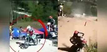 Motociclistas se salvan de morir tras chocarse durante competencia de motocross en Cajamarca