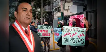 Ciudadanos protestan frente a la sede de la Junta Nacional de Justicia: "Gino Rios, el pueblo te repudia" Ciudadanos protestan frente a la sede de la Junta Nacional de Justicia: "Gino Rios, el pueblo te repudia"