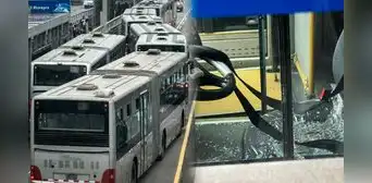 Lanzan objeto a bus del Metropolitano en movimiento y ocasiona que más de 50 queden varados en la Vía Expresa Lanzan objeto a bus del Metropolitano en movimiento y ocasiona que más de 50 queden varados en la Vía Expresa