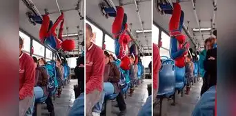 Hombre Araña sorprende a pasajeros tras colgarse de bus y bailar de cabeza: "Spider-Man lejos del paradero" Hombre Araña sorprende a pasajeros tras colgarse de bus y bailar de cabeza: "Spider-Man lejos del paradero"