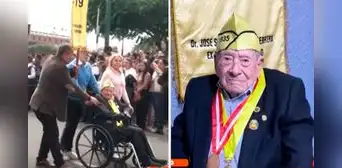 ¡Increíble! Adulto mayor de 108 años emociona a estudiantes al participar en desfile escolar en la Plaza de Armas de Trujillo ¡Increíble! Adulto mayor de 108 años emociona a estudiantes al participar en desfile escolar en la Plaza de Armas de Trujillo