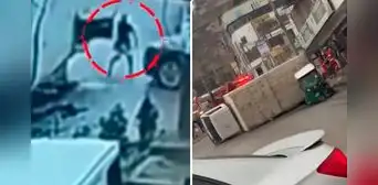 Hombre vive de milagro tras entrar a funeraria segundos antes de ser impactado por camión en VMT