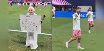 Mujer de 98 años sorprende a Lionel Messi en partido de Inter Miami con peculiar mensaje y es viral: "Cásate conmigo" Mujer de 98 años sorprende a Lionel Messi en partido de Inter Miami con peculiar mensaje y es viral: "Cásate conmigo"
