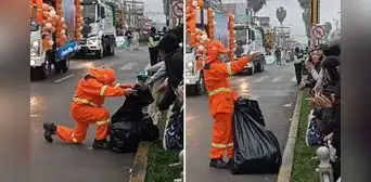 Trabajador de Chorrillos baila mientras recoge basura y se roba el show en corso: "Merece aumento" Trabajador de Chorrillos baila mientras recoge basura y se roba el show en corso: "Merece aumento"