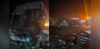 Triple choque entre camioneta, camión semiremolque y bus deja 1 muerto y 5 heridos en Arequipa Triple choque entre camioneta, camión semiremolque y bus deja 1 muerto y 5 heridos en Arequipa