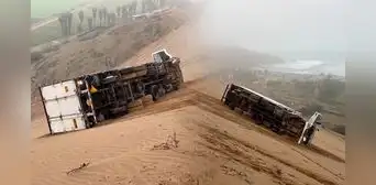 Conductor salva de morir tras caída de camión por un precipicio en Serpentín de Pasamayo