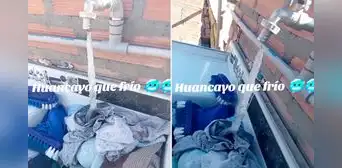 Mujer deja abierto el caño para lavar su ropa, pero el agua se congela ante el intenso frío en Huancayo: “Diosito, cierra el refri”