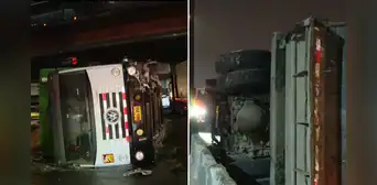 Rímac: camión recolector se vuelca en Vía de Evitamiento y bloquea carriles