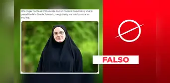 Es falsa esta imagen de una mujer francesa que se casó con un musulmán y es sometida a la ley islámica Es falsa esta imagen de una mujer francesa que se casó con un musulmán y es sometida a la ley islámica