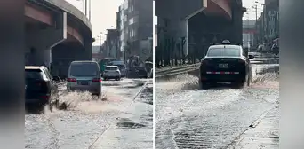 Agua de desagüe inunda la Panamericana Norte por tapa rota de buzón cerca de Caquetá